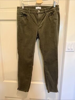LOFT Olive Green Corduroy Curvy Skinny Pants Size 8/29